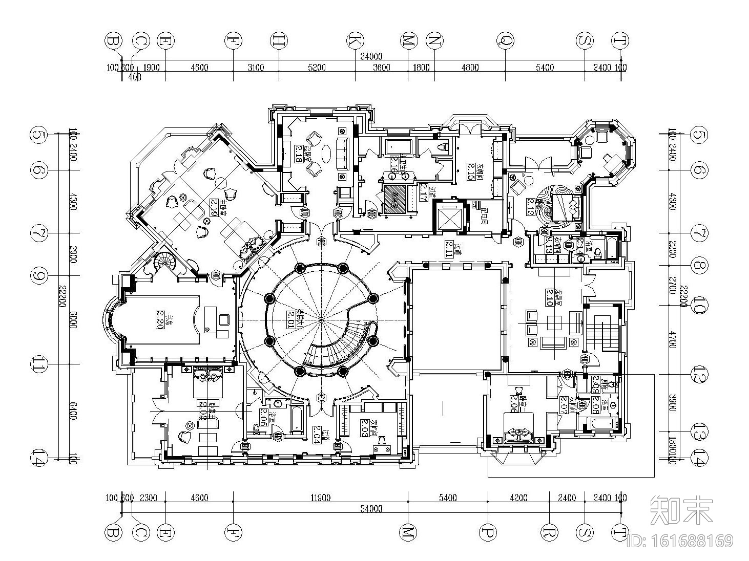 [上海]法式新古典高尔夫别墅样板间装饰施工图（附效果图...施工图下载【ID:161688169】