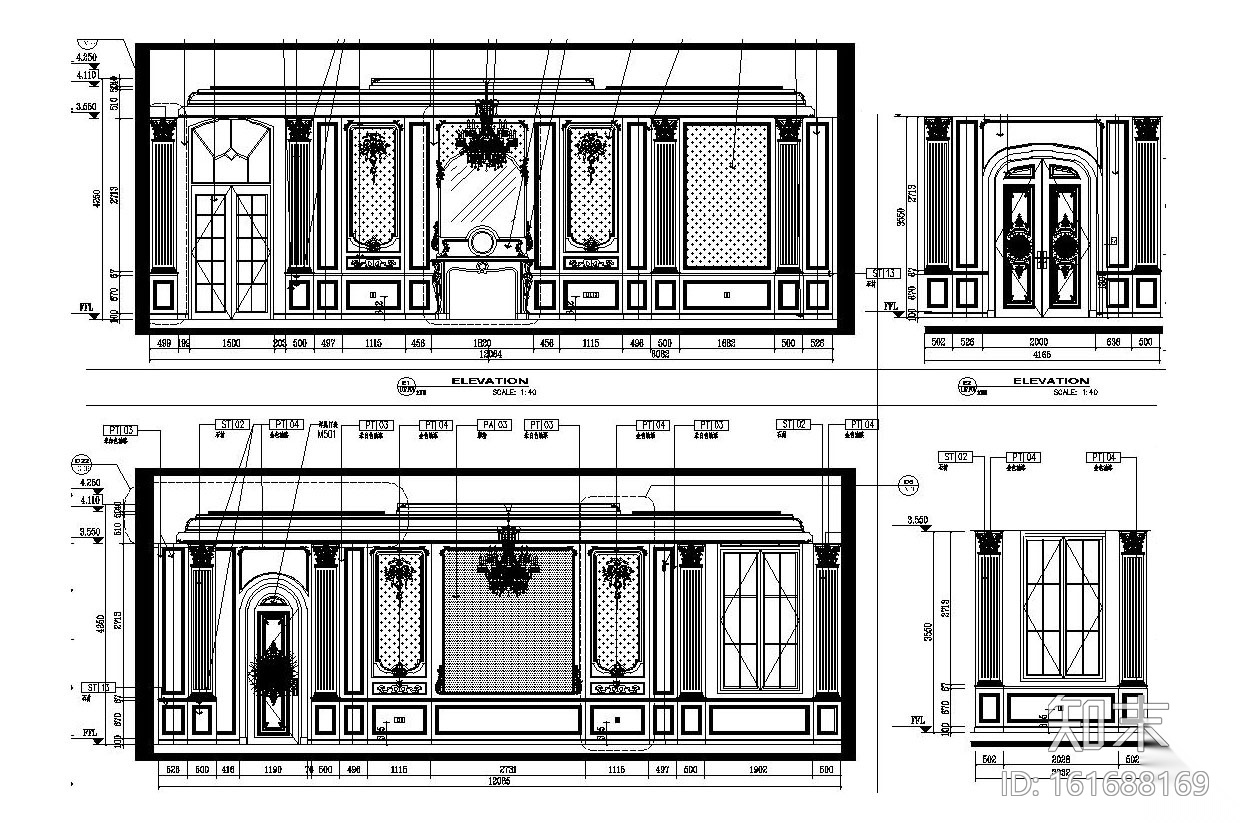 [上海]法式新古典高尔夫别墅样板间装饰施工图（附效果图...施工图下载【ID:161688169】