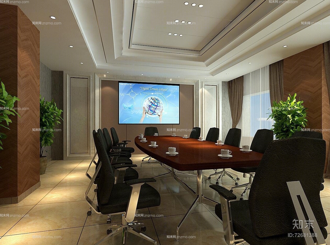 现代会议室3D模型下载【ID:72681388】