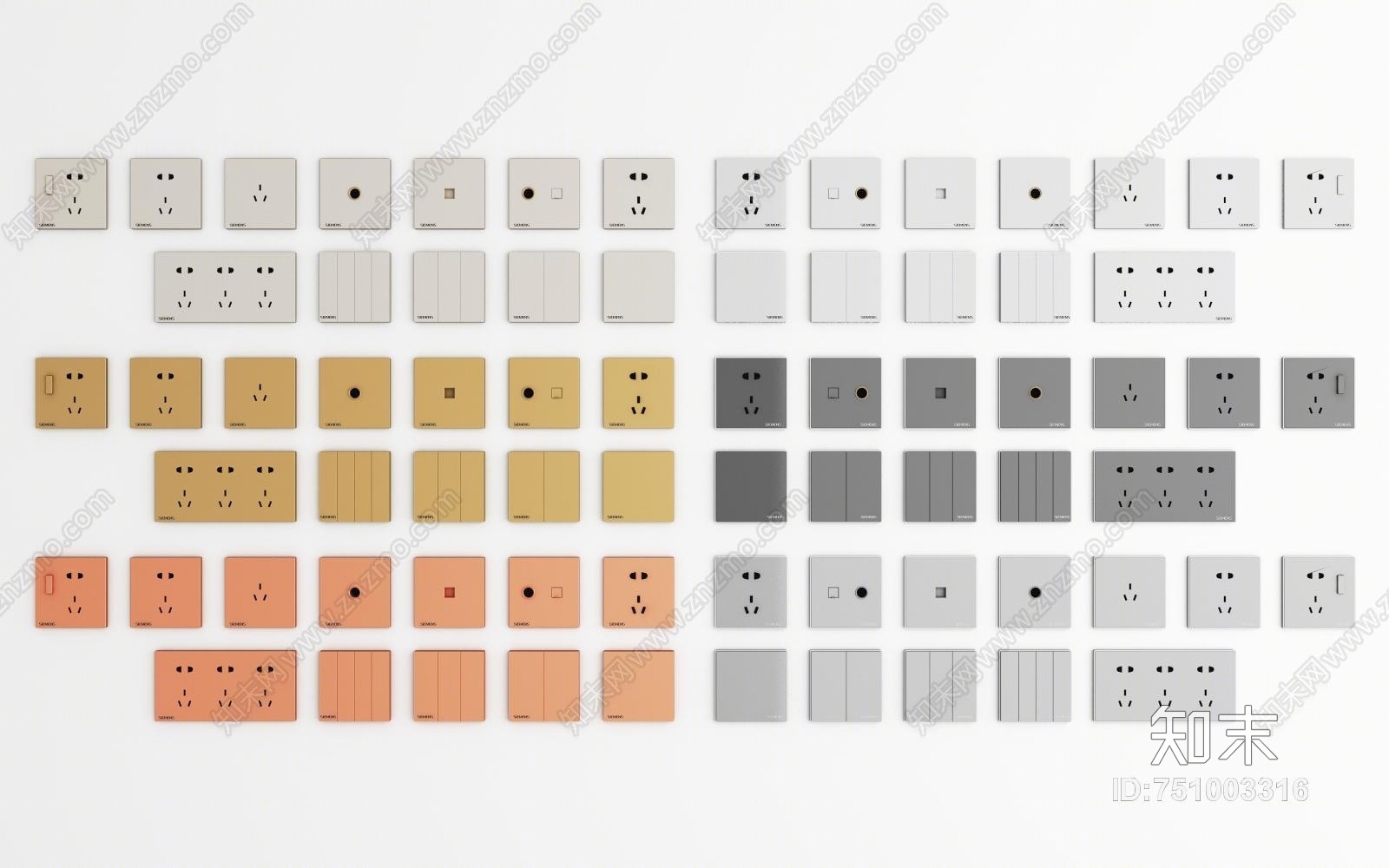 北欧金属开关插座面板3D模型下载【ID:751003316】