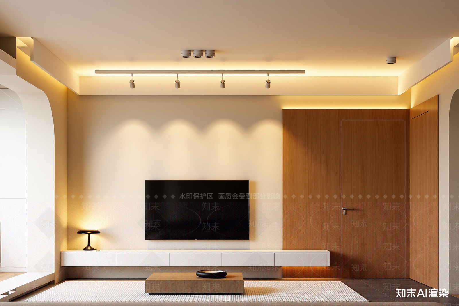 现代家居客厅3D模型渲染效果图