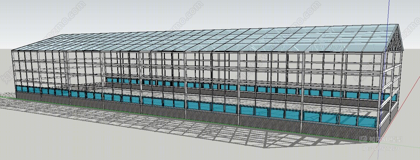 现代钢结构农业大棚SU模型下载【ID:341921280】