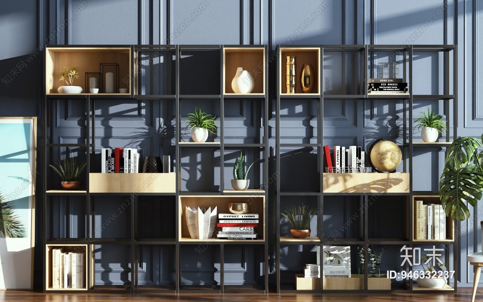 现代隔断装饰柜组合3D模型下载【ID:946332237】