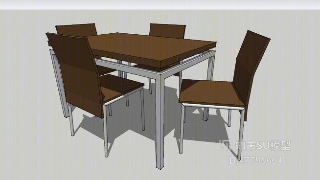 餐桌椅组合SU模型下载【ID:47790604】