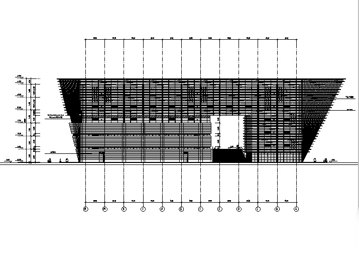 [江苏]六层梯形造型框架结构图书馆建筑施工图(含全专业...cad施工图下载【ID:165625194】