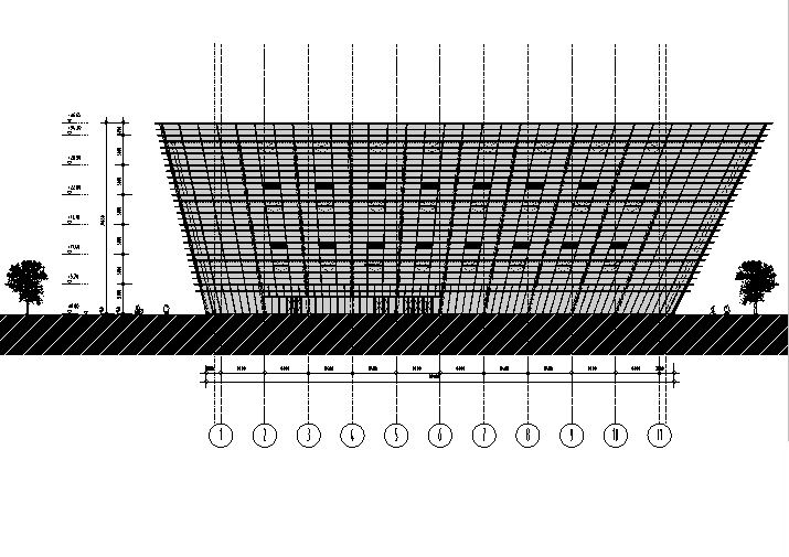 [江苏]六层梯形造型框架结构图书馆建筑施工图(含全专业...cad施工图下载【ID:165625194】