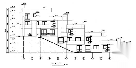 某四层坡地现代住宅建筑设计方案图cad施工图下载【ID:149567142】