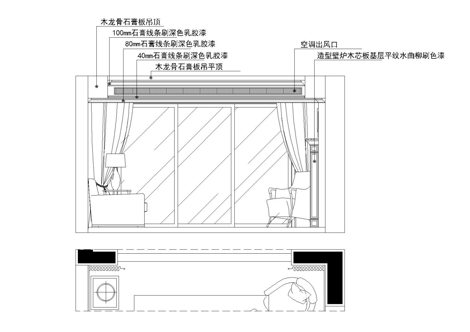 [武汉]-美式轻奢橡树湾私人住宅施工图+实景cad施工图下载【ID:160104120】