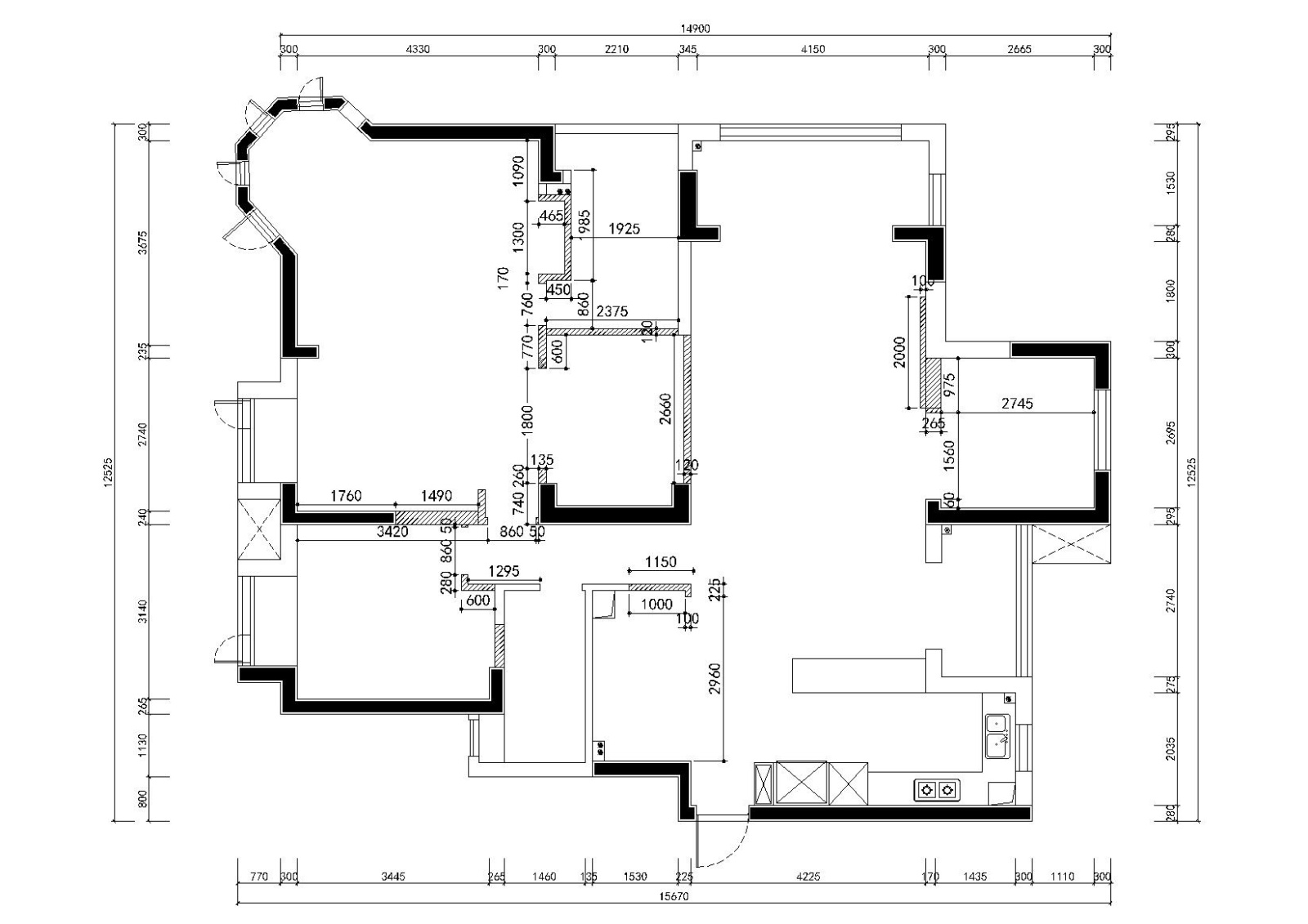 [武汉]-美式轻奢橡树湾私人住宅施工图+实景cad施工图下载【ID:160104120】