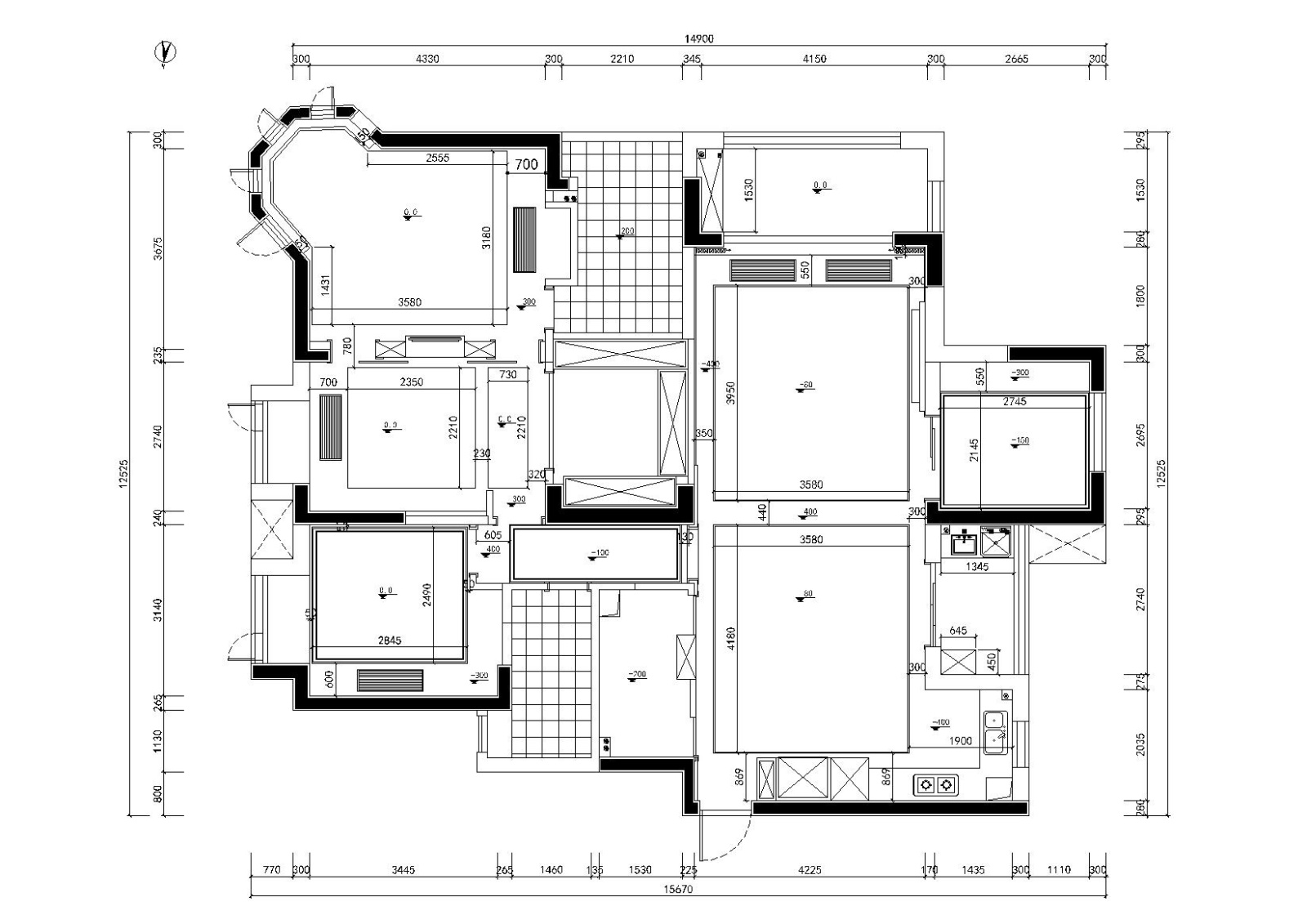 [武汉]-美式轻奢橡树湾私人住宅施工图+实景cad施工图下载【ID:160104120】