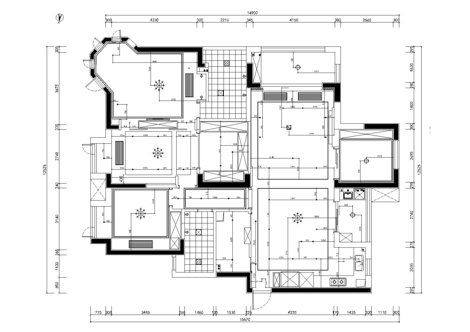 [武汉]-美式轻奢橡树湾私人住宅施工图+实景cad施工图下载【ID:160104120】