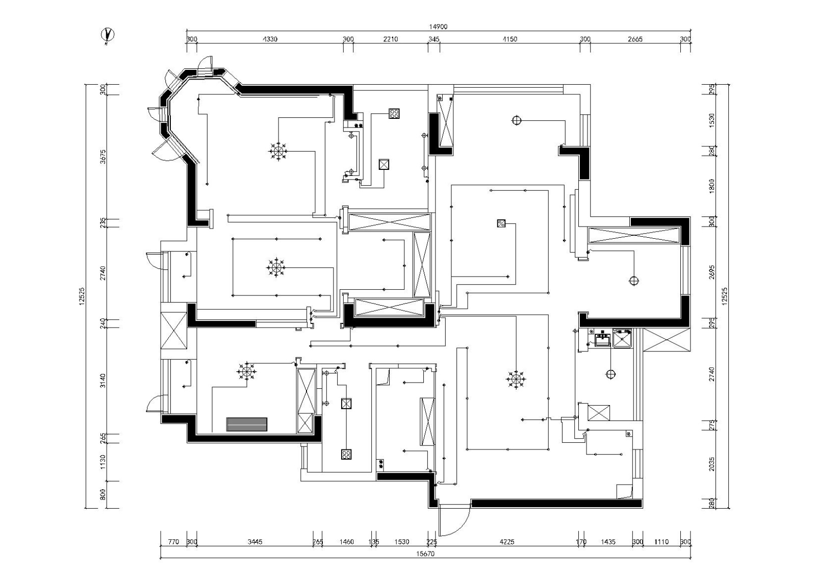 [武汉]-美式轻奢橡树湾私人住宅施工图+实景cad施工图下载【ID:160104120】