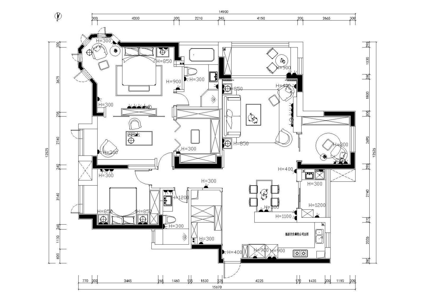 [武汉]-美式轻奢橡树湾私人住宅施工图+实景cad施工图下载【ID:160104120】