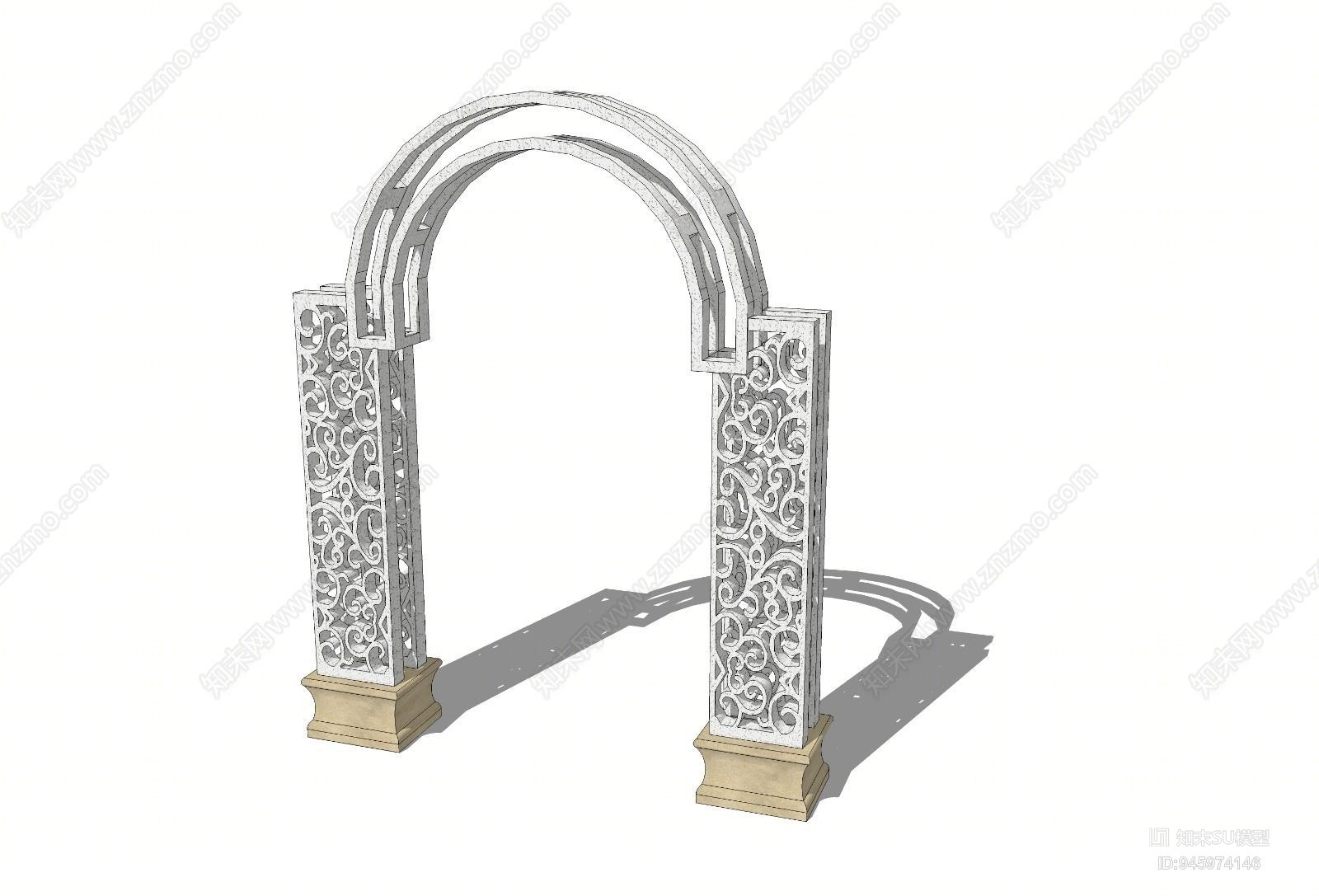 欧式别墅庭院铁艺拱门SU模型下载【ID:945974146】