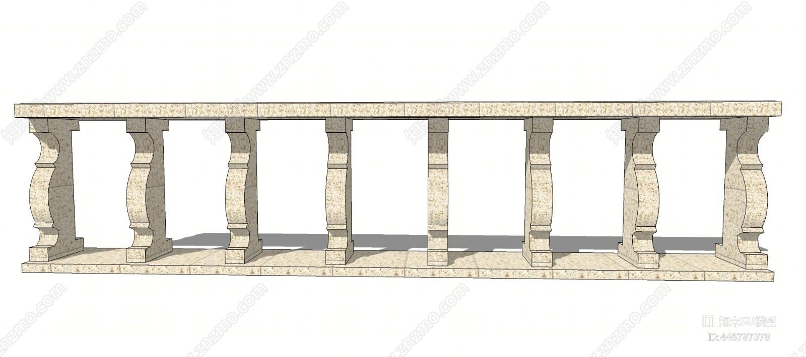 现代石材栏杆SU模型下载【ID:446797378】