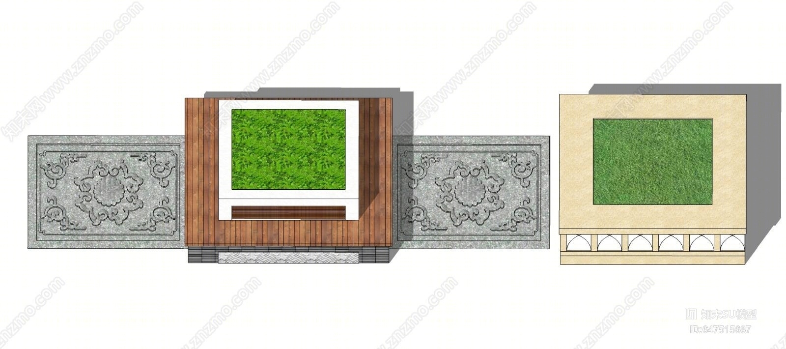 现代方形树池SU模型下载【ID:647515687】