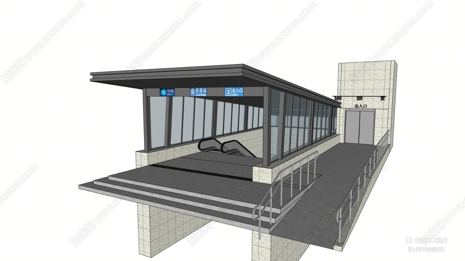 现代风格地铁SU模型下载【ID:551858822】