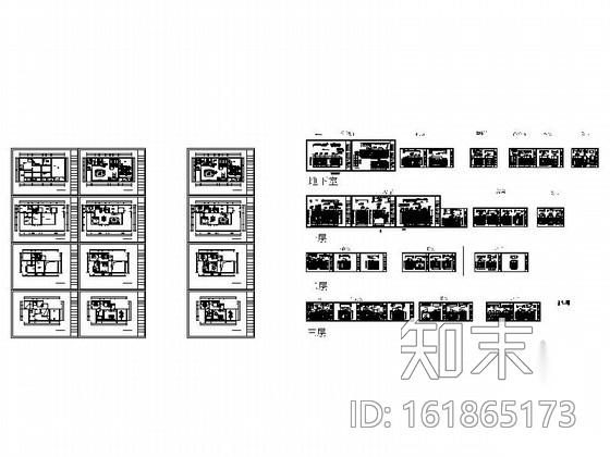 [郑州]北环商圈区典雅新中式三层别墅装修施工图cad施工图下载【ID:161865173】