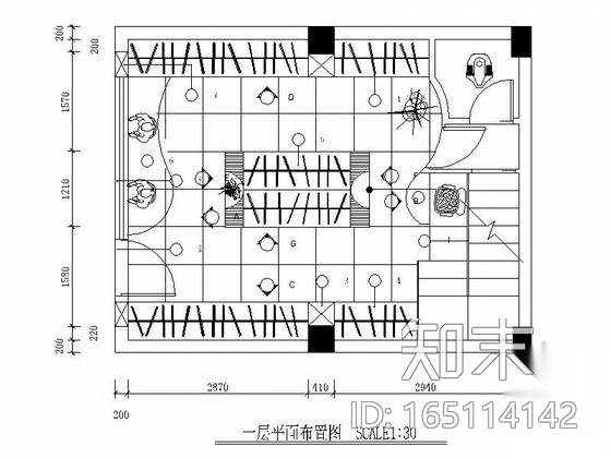 欧韩版小型服装店装修图cad施工图下载【ID:165114142】