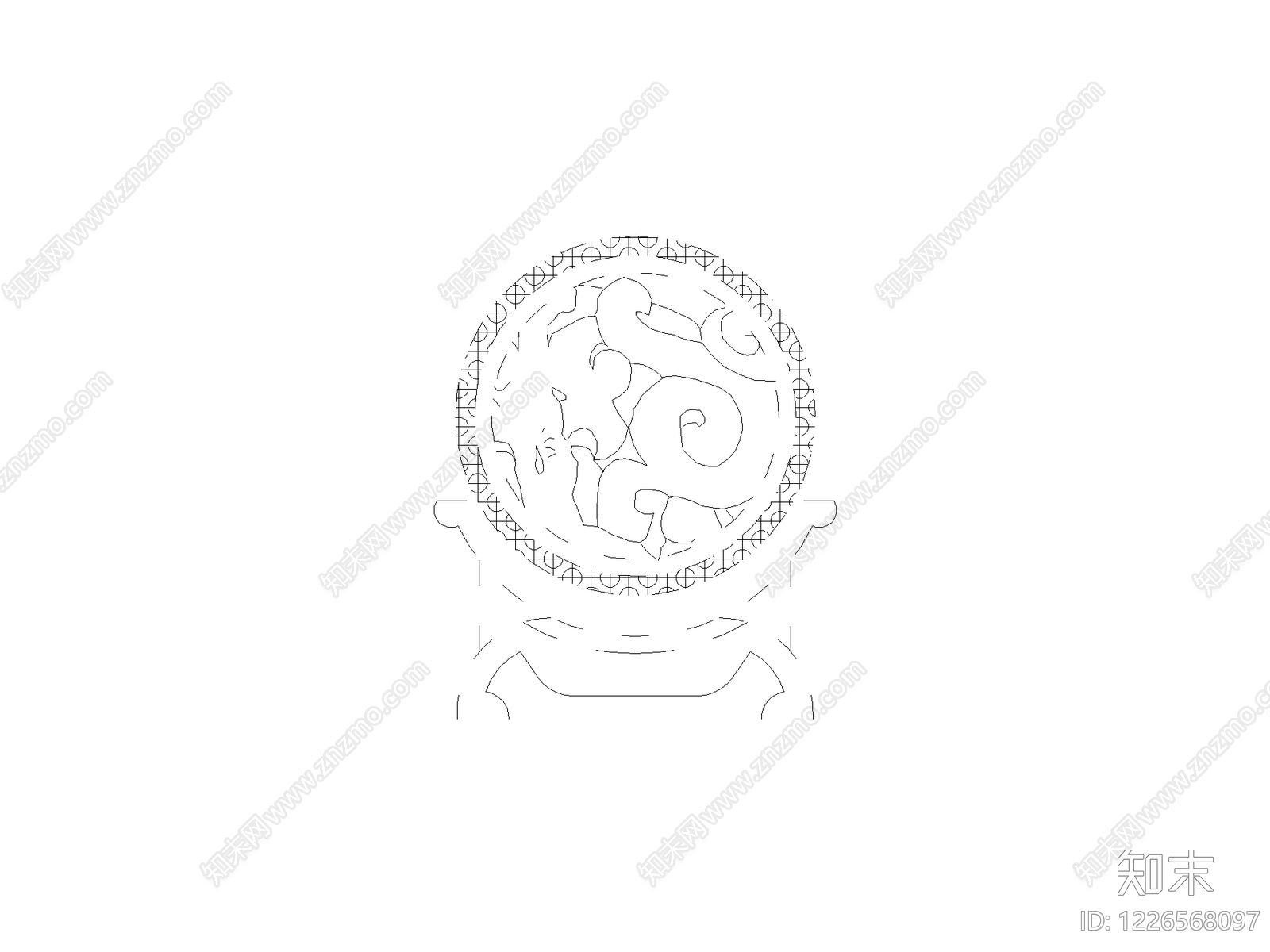 中式雕塑装饰构件CAD图纸