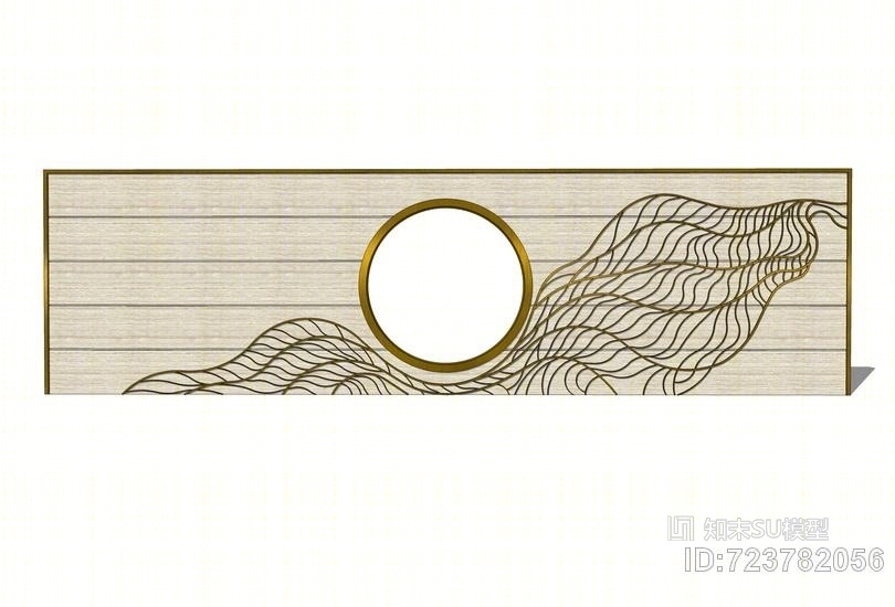 新亚洲新中式景墙SU模型下载【ID:723782056】