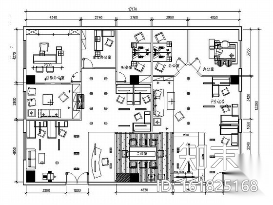 某办公室内装修图（含效果）cad施工图下载【ID:161825168】