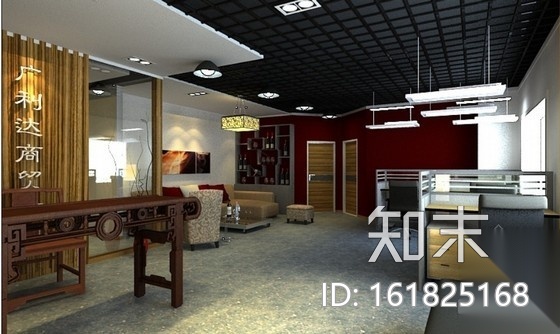 某办公室内装修图（含效果）cad施工图下载【ID:161825168】