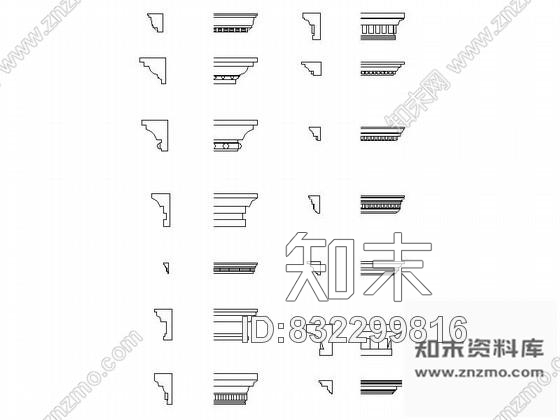 图块/节点欧式构件檐线成套CAD图块下载cad施工图下载【ID:832299816】