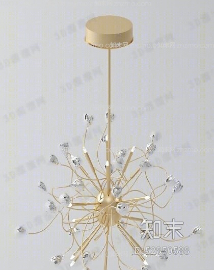 现代铁艺吊灯3D模型下载【ID:52850588】