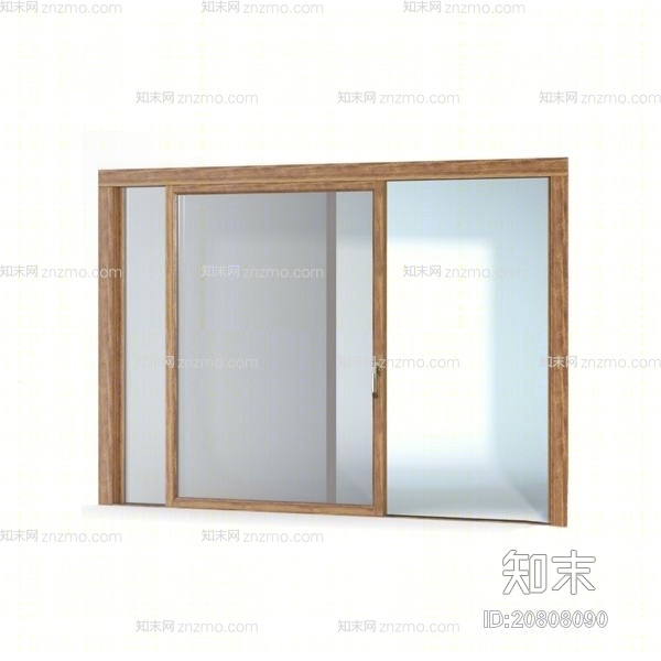 现代长方形木艺推拉窗3D模型下载【ID:20808090】