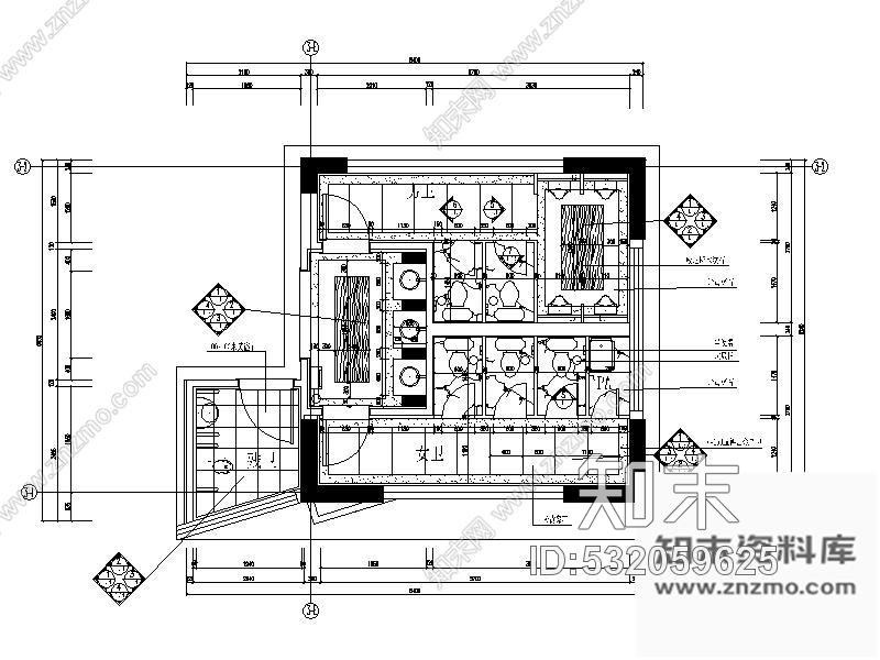 施工图公共卫生间装修图纸cad施工图下载【ID:532059625】