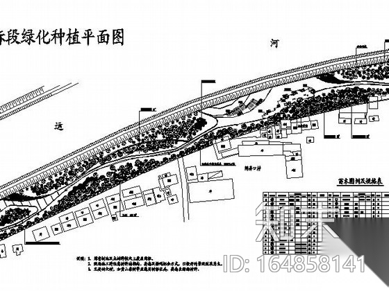 [杭州]某滨水河道局部园林工程施工图cad施工图下载【ID:164858141】