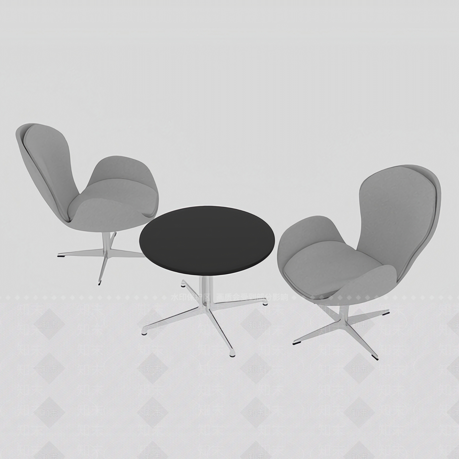 现代简约不锈钢皮革休闲桌椅3D模型下载【ID:1125238298】