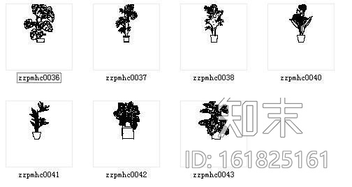 盆栽植物图块cad施工图下载【ID:161825161】