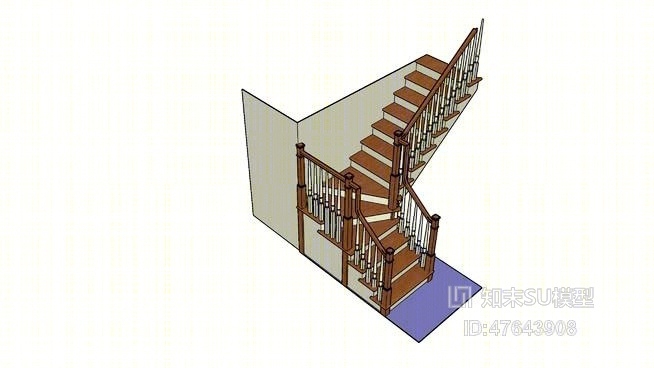 木艺楼梯SU模型下载【ID:47643908】