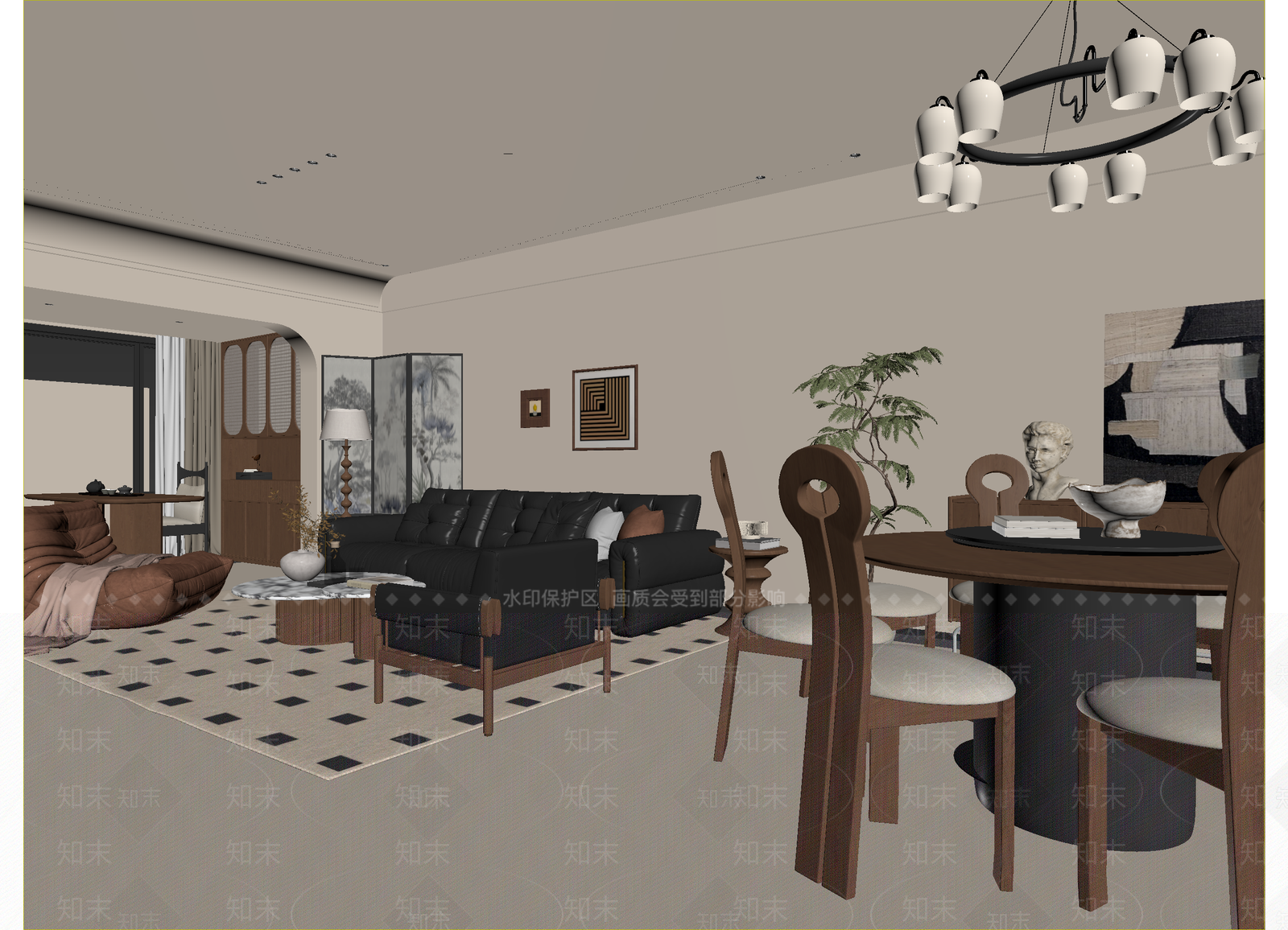 侘寂客餐厅3D模型下载【ID:1215156818】