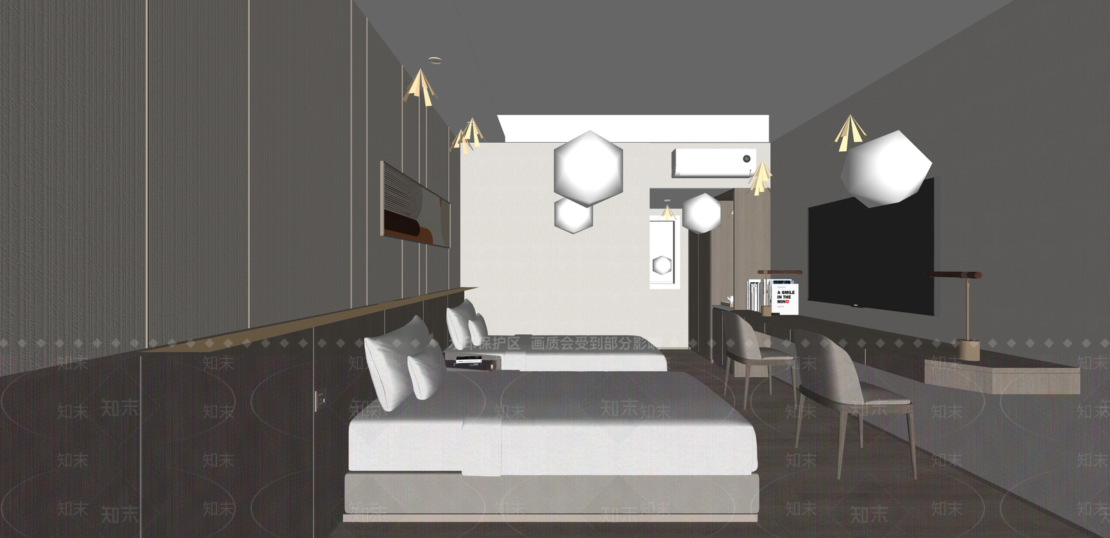 现代酒店客房SU模型下载【ID:1215203908】