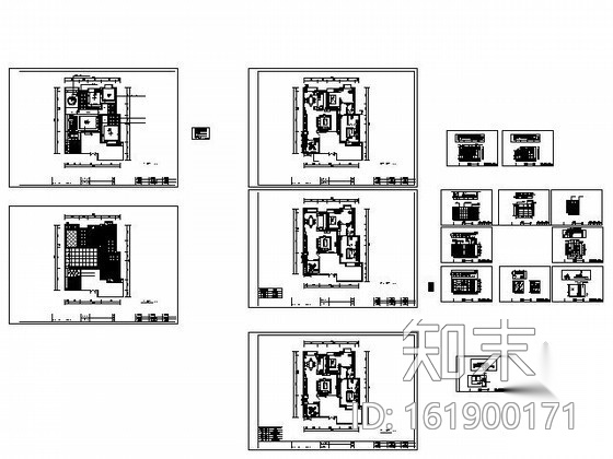 170平米新中式三居室家装设计方案（含效果）cad施工图下载【ID:161900171】