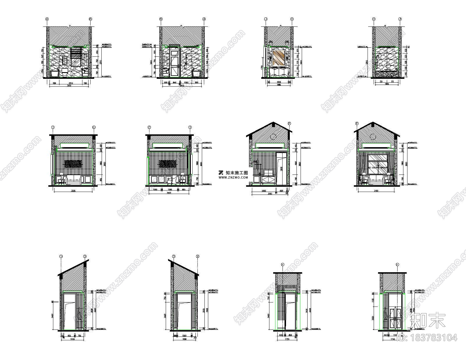 简欧池州两层别墅CAD施工图下载cad施工图下载【ID:183783104】