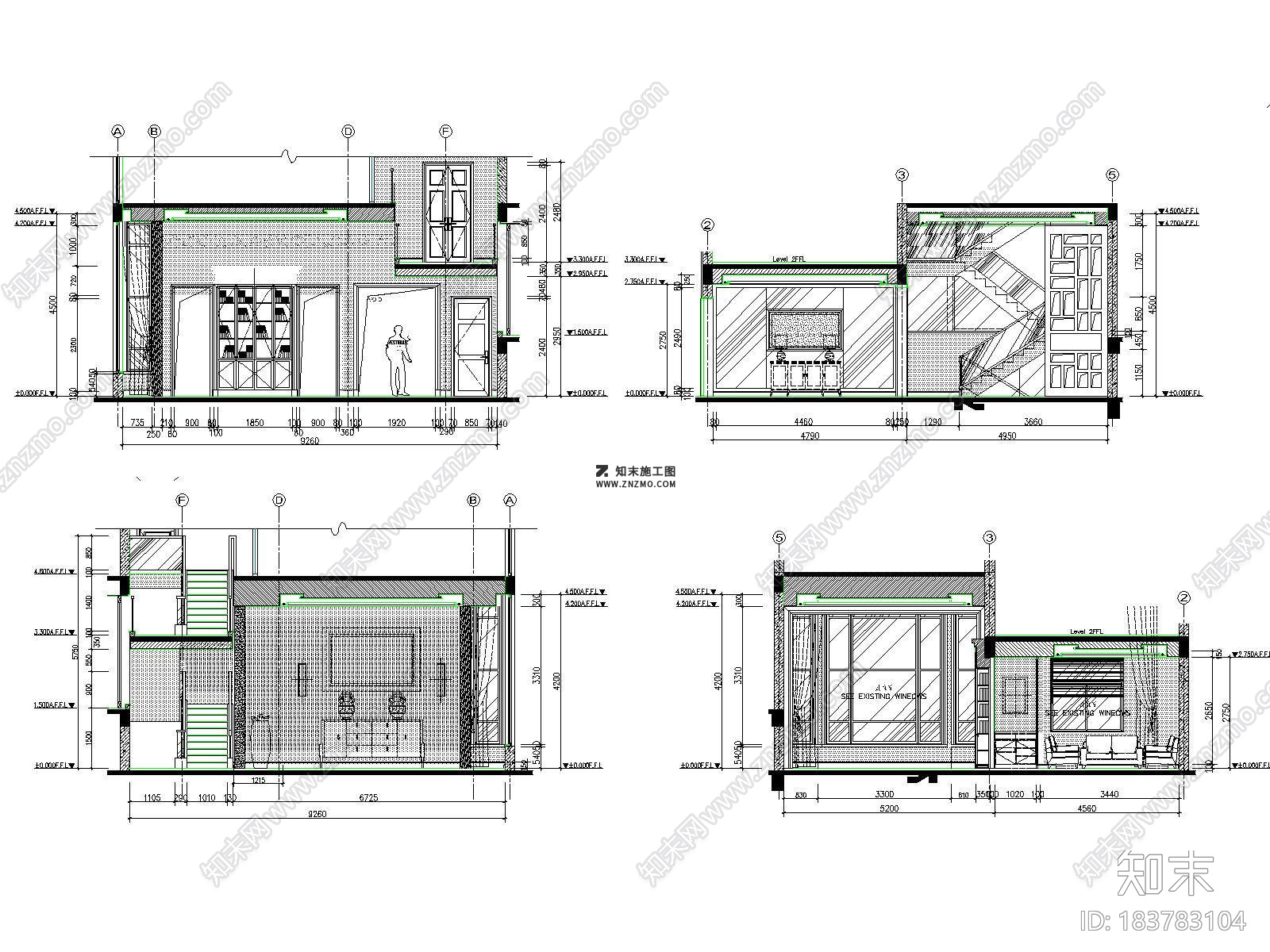 简欧池州两层别墅CAD施工图下载cad施工图下载【ID:183783104】