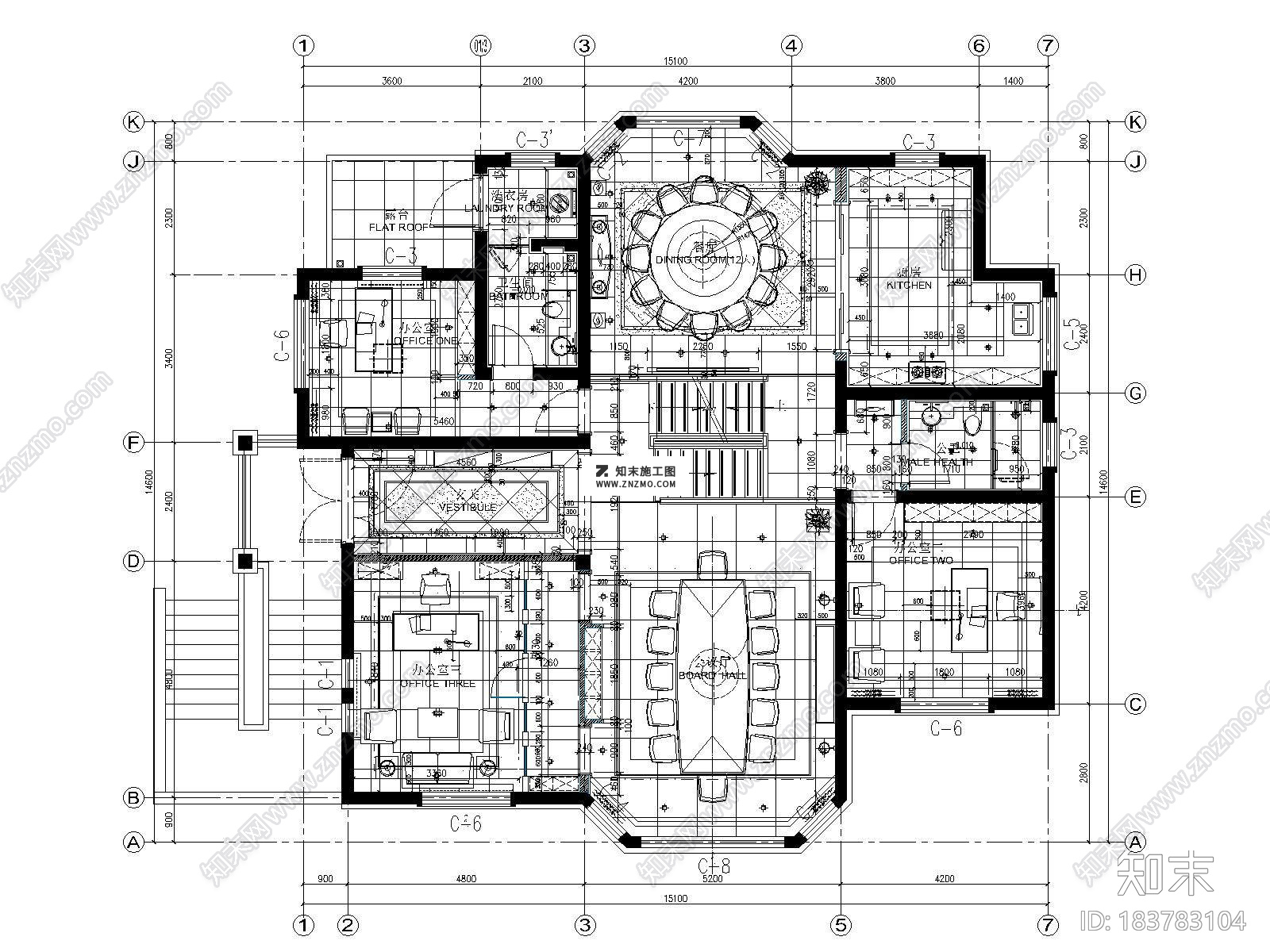 简欧池州两层别墅CAD施工图下载cad施工图下载【ID:183783104】