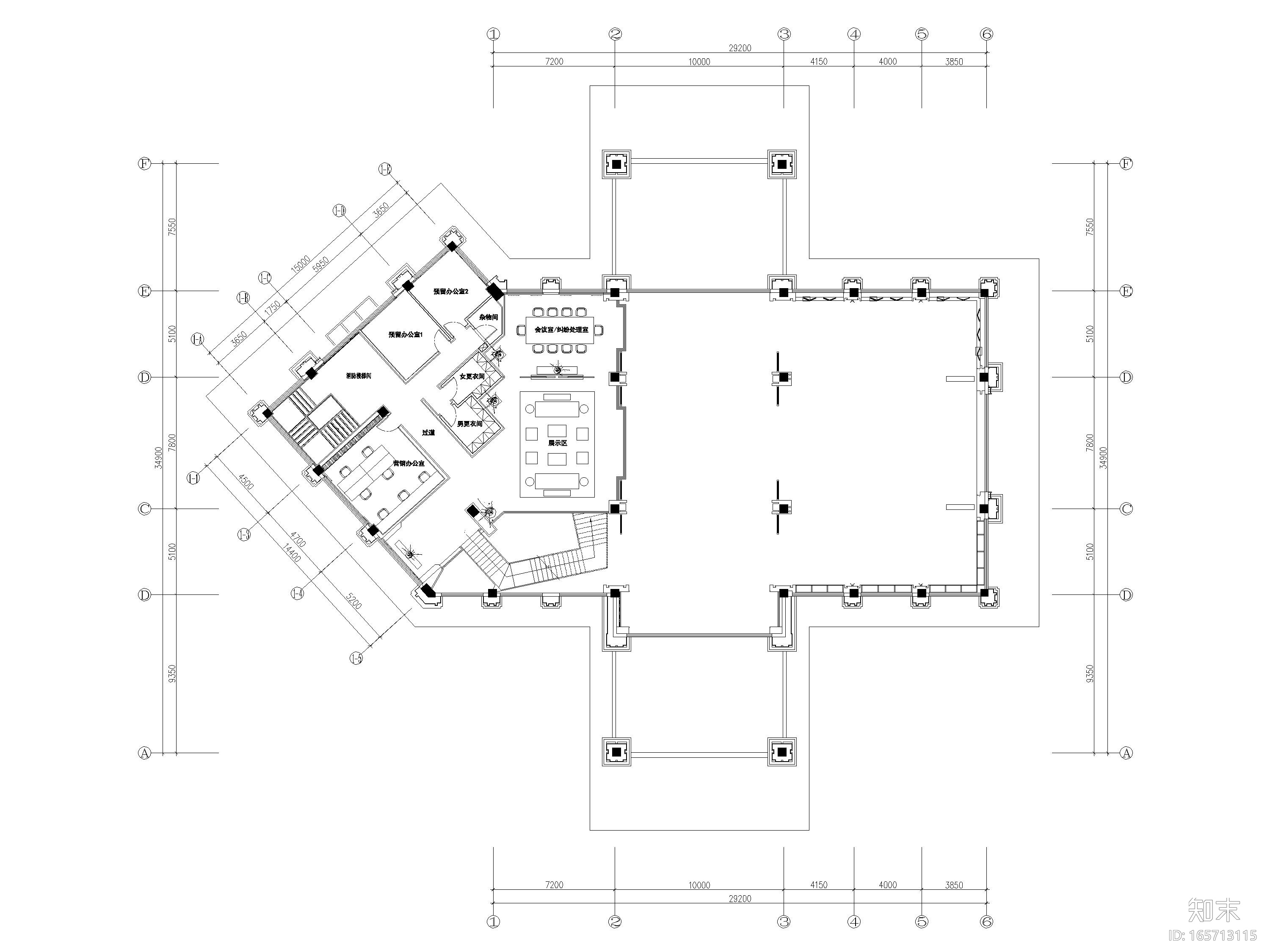 [成都]1278㎡新中式二层售楼处施工图+实景cad施工图下载【ID:165713115】