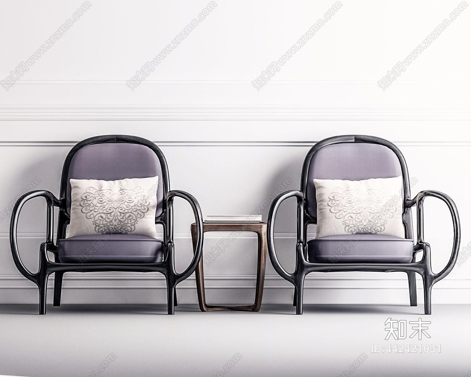 中式单椅茶几3D模型下载【ID:442421031】