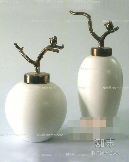 白色陶艺罐子3D模型下载【ID:72689238】