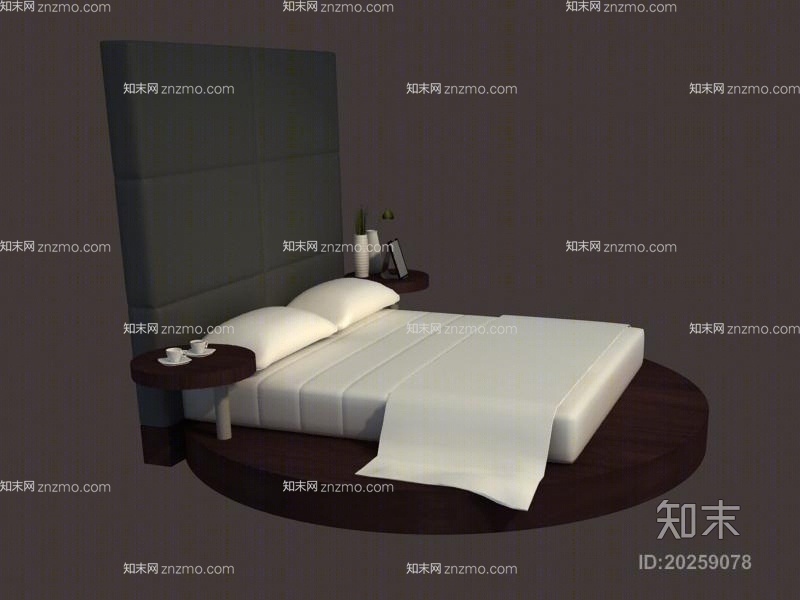 现代布艺圆床3D模型下载【ID:20259078】