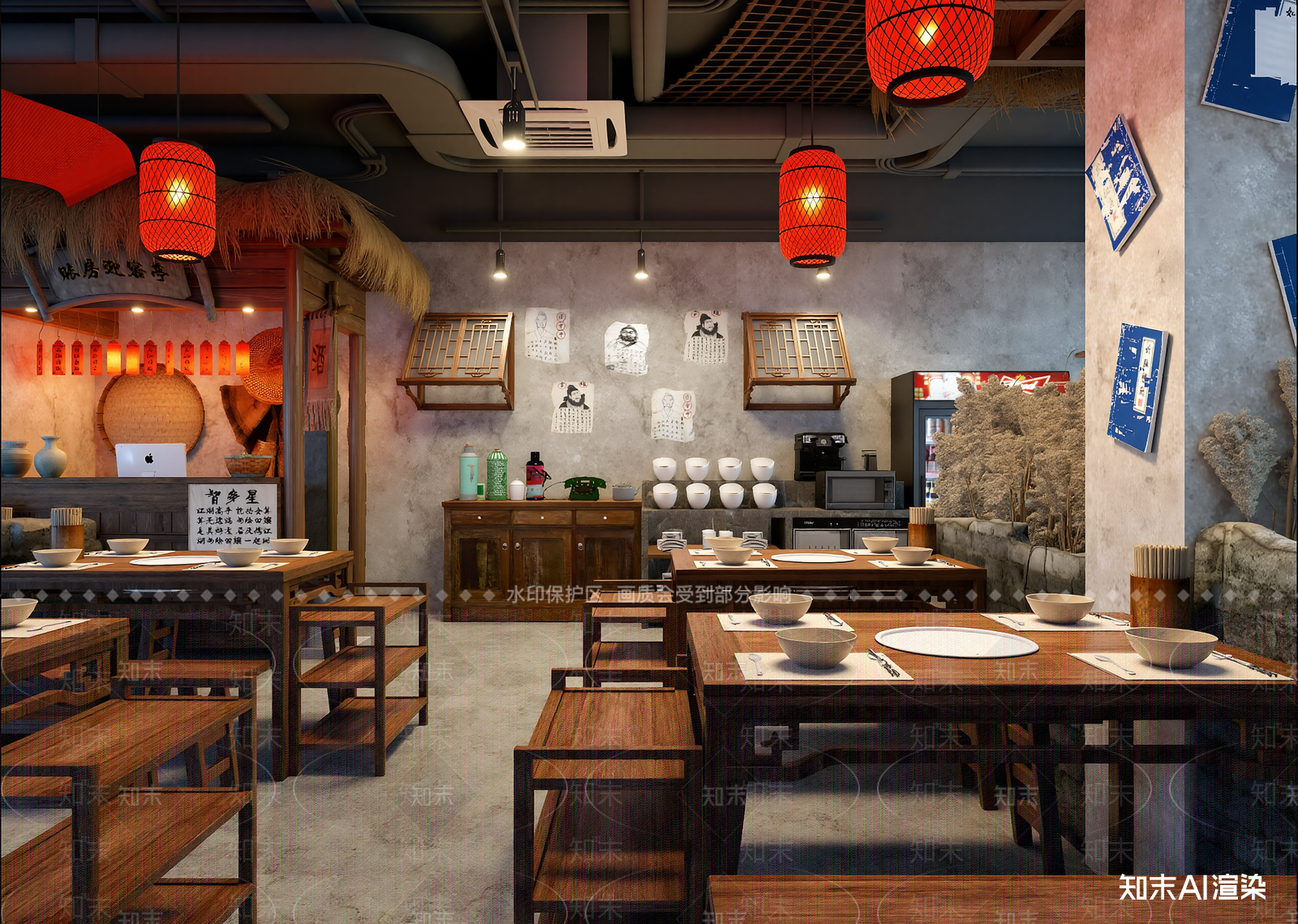 复古中餐厅3D模型下载【ID:1214927725】