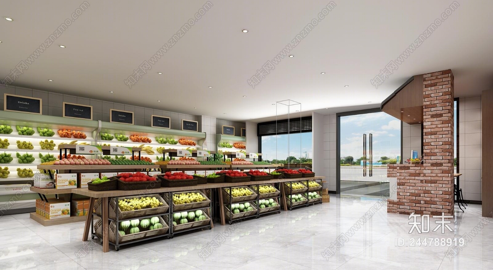 现代水果店3D模型下载【ID:244788919】