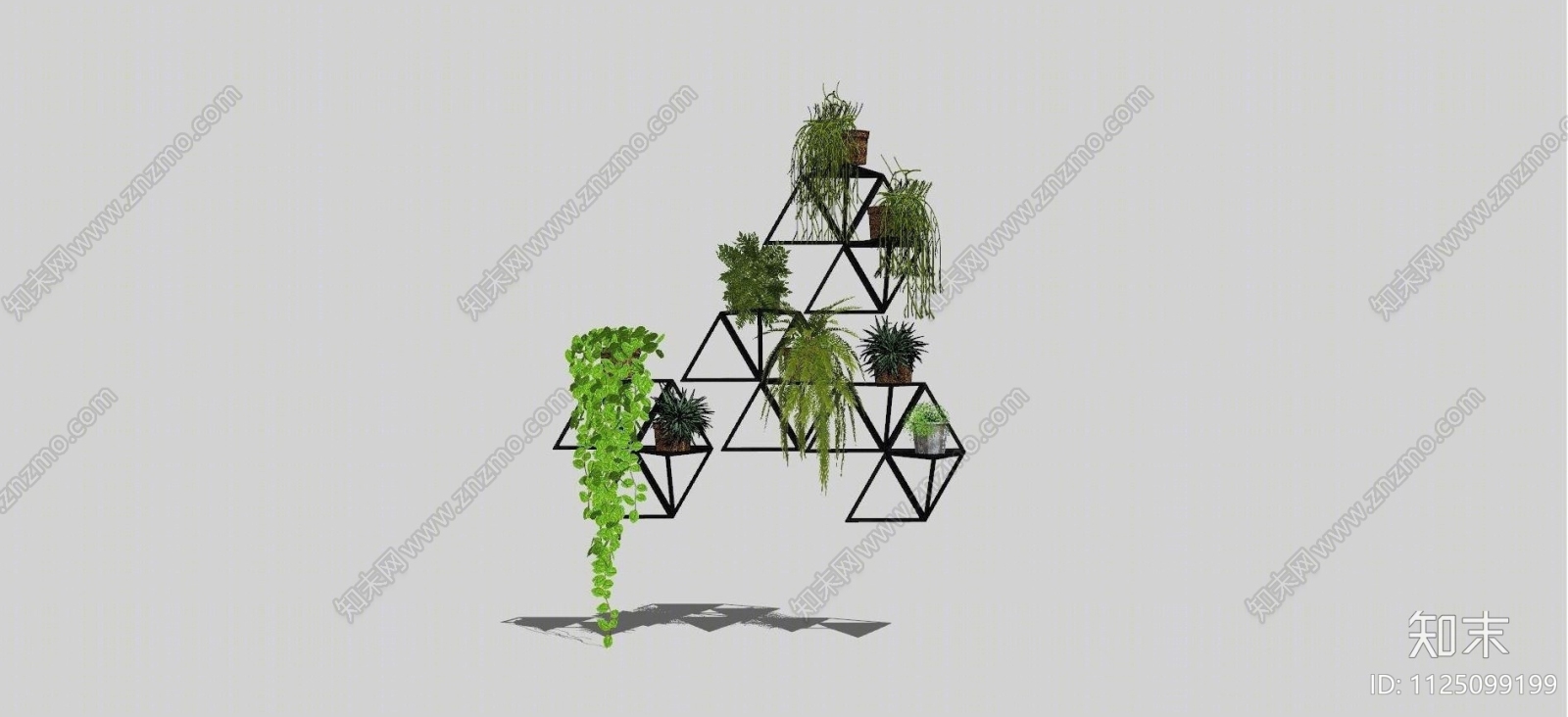 现代花架盆栽组合免费SU模型下载【ID:1125099199】