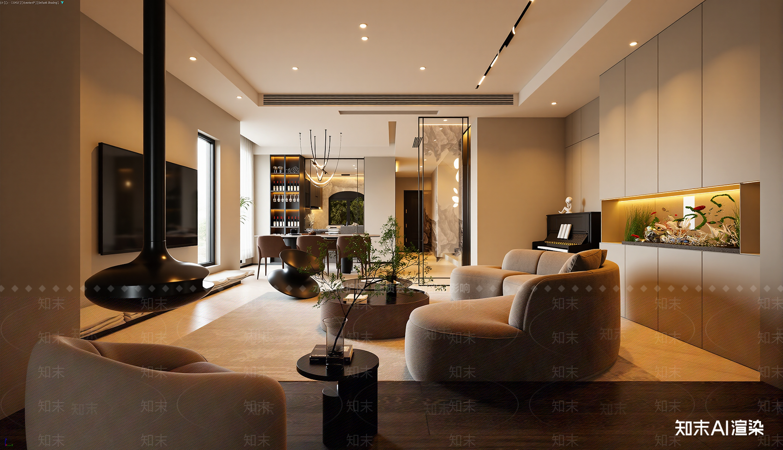 现代客餐厅3D模型下载【ID:1221495707】