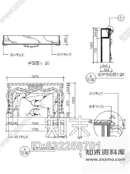 图块/节点壁炉详图cad施工图下载【ID:832258701】